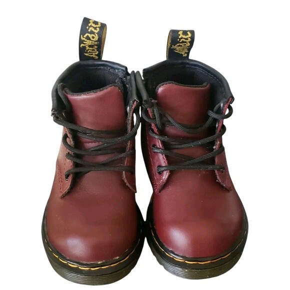 Dr Martens AirWair Brooklee Leather Boots Cherry Red Kids Toddler Size 5 - Picture 7 of 7